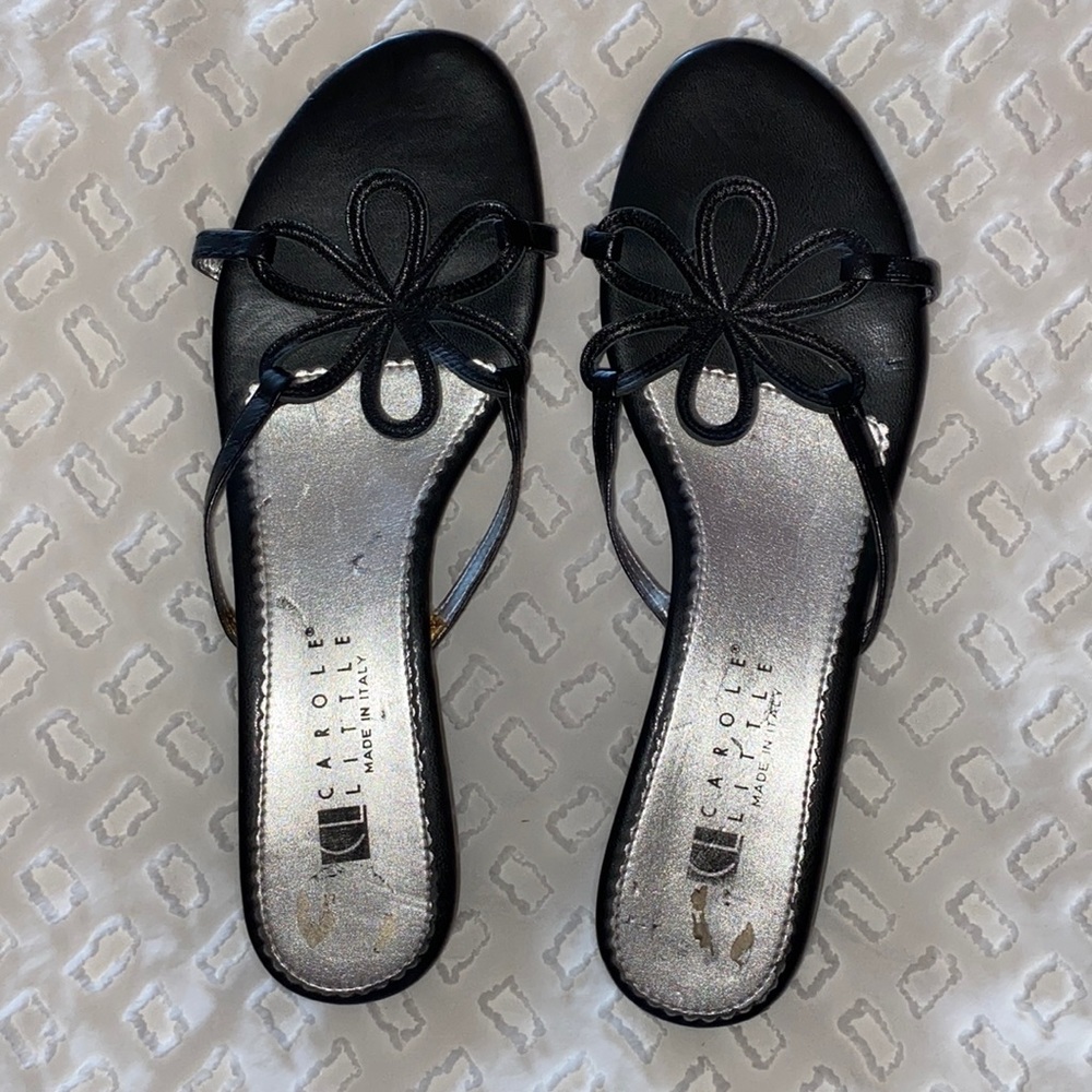 Vintage Carole Little Made In Italy Black Womens Flower Dress Shoes